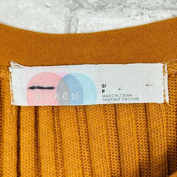 Free People Beach Walk About Ribbed Maxi Dress Size Small Cotton Mustard Yellow - Picture 2 of 10